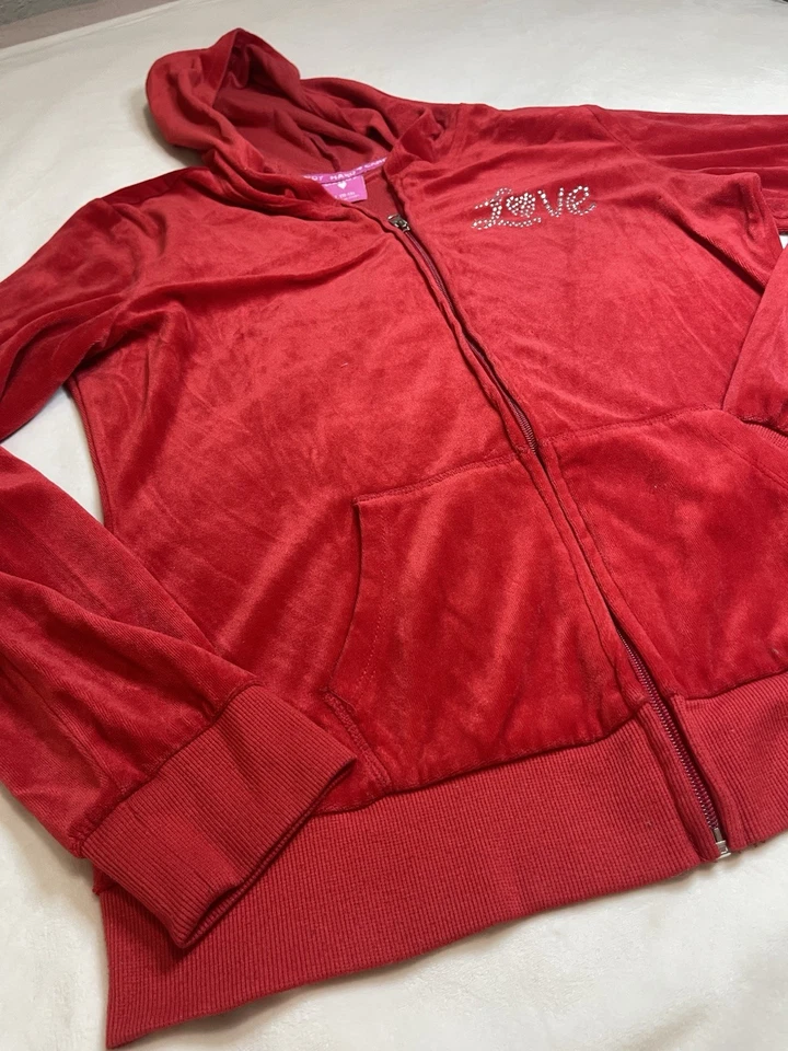 Chaqueta con Capucha Vintage Estilo Juicy Duro Caramelo Cremallera ROJA Talla Grande Y2K Foto 1 de 4