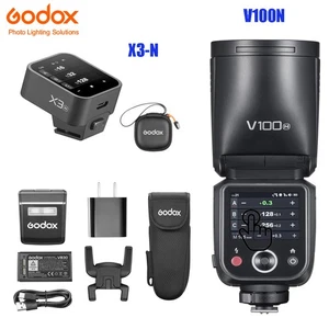 Godox V100N 100Ws TTL HSS Round Head Touchscreen Flash for Nikon+X3-N Trigger - Picture 1 of 18