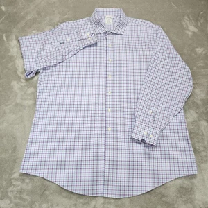 Brooks Brothers Shirt Mens 18 Purple Blue Plaid Regent Non Iron 1818 Button Down - Bild 1 von 11