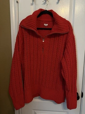Blusa suéter tamanho grande Aerie vermelha L grande quarto de zíper - Imagem 1 de 4