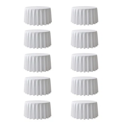 132 inch Round tablecloths -10 Pack White Round Table Cloths, Polyester Fabri... - Image 1 of 4
