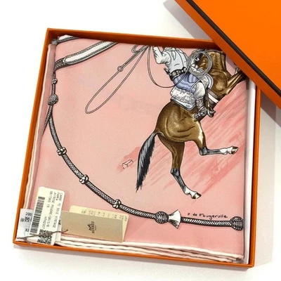 Hermes Paris Carre 70 Scarf Pampa Silk 100%  Rose Poodle Gray W/Tags Box Unused - Image 1 of 4