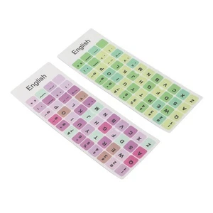 (C)2 Pcs English Keyboard Stickers Colorful Background And Black Lettering - Afbeelding 1 van 12