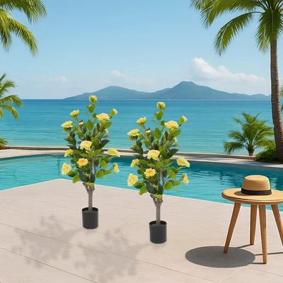 2 упаковки искусственный чай розовое дерево искусственное растение 20 желтых цветов каждая деталь - Изображение 1 из 4