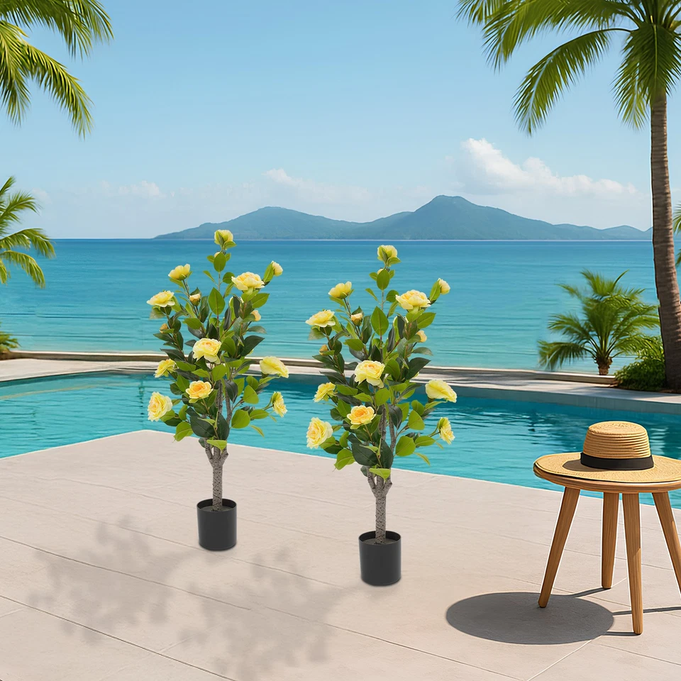 2 упаковки искусственный чай розовое дерево искусственное растение 20 желтых цветов каждая деталь - Изображение 1 из 4