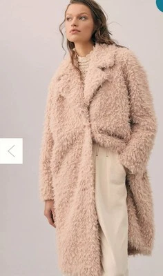 Chaqueta Anthropologie Mujer Piel Sintética Difusa Forrada Manga Larga Felpa Rosa Talla S Foto 1 de 4