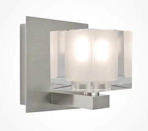 Encompass Lighting Group Bolo 1 Light Halogen Vanity, Satin Nickel/Clear - Picture 1 of 8
