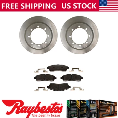 后刹车转子 + 金属垫和硬件适用于 1999 - 2004 年福特 F-350 Super Duty — 第 1/4 张图片