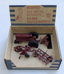 Slik Toy Tractor Farm Set 9910 Cast Metal Farm Implements - Picture 1 of 12