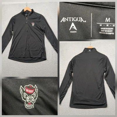 Pullover para mujer NC State Wolfpack Antigua 1/4 cremallera M negro manga larga Foto 1 de 4