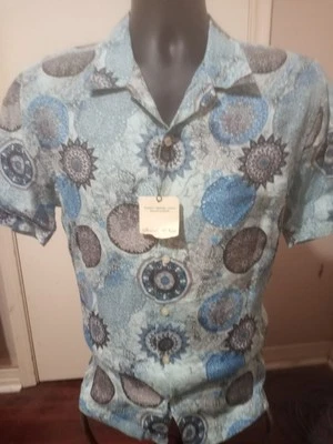 New NWT Men's Baird McNutt Linen Murano Slim Fit Button Front Shirt Large L Blue - Image 1 of 4