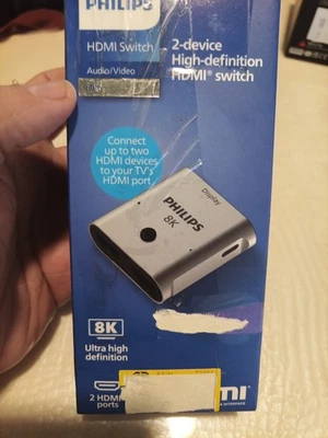 Philips 8K HDMI Switch Ready LED Indicators Silver 2-Port - Image 1 of 3