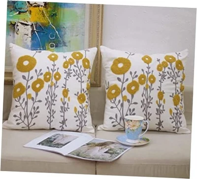 Fundas de Almohada Flora Amarillo Mostaza Primavera Patrón Decorativo 106 Foto 1 de 4