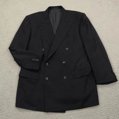 Ermenegildo Zegna Blazer 42R Super 100s Worsted Wool Navy Double Breast 6 Button - Image 1 of 4
