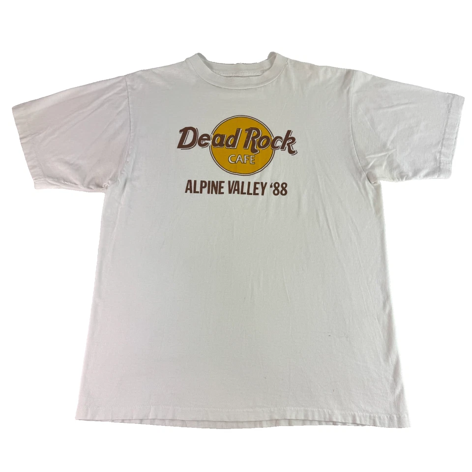 Camiseta De Colección Años 80 Dead Rock Café Grateful Dead Hard Rock Alpine Valley Blanca Grande Foto 1 de 4
