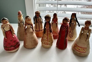LOT Vintage Handmade & Painted Spun Cotton & Paper Mache Dolls Russian Folk Art - Picture 1 of 12