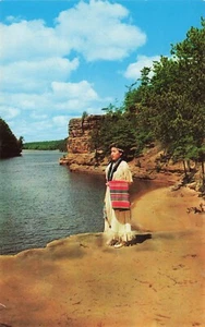 Indian Maiden Overlooking Dells Wisconsin(?) Vintage Chrome PC Unused - Picture 1 of 2