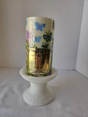 Hallmark 70s Pillar Candle BUTTERFLIES FLOWERS 3"X6" USA New VINTAGE  - Image 1 of 4