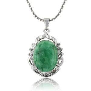 Orianne Emerald Beryl and White Sapphire Pendant/Necklace - New - Picture 1 of 3