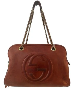 Gucci Soho Interlocking Chain Shoulder Bag Razor Orange Tassel Lrg Bag Leder! - Bild 1 von 24