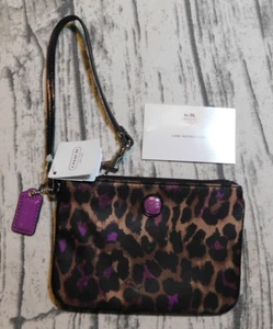 NEU COACH ARMBAND GELDBÖRSE LEOPARD LILA NYLON - Bild 1 von 10