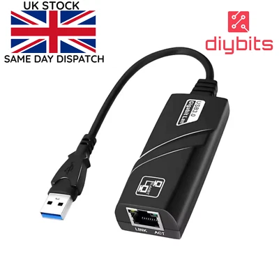 DIYBITS USB 3.0 Ethernet Adapter RJ45 1000Mbps Converter RTL8153 for PC Macbook Laptop
