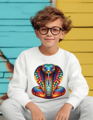Kids king cobra crewneck sweatshirt childs jumper snake gift  reptile enthusiast - Image 1 of 4