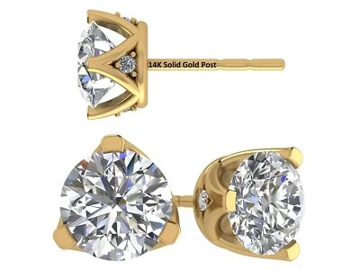 Pendientes Lucita de 3 puntas enchapados en oro amarillo de plata de ley con 1 circonita TCW Foto 1 de 4