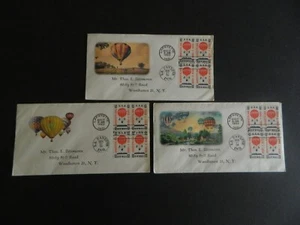 3 dif FDC's 7cent Balloon Jupiter (C54) bloc of 4 Wow! - Picture 1 of 1