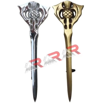 AAR Nuevo Highland Cardo Escocés Kilt Pin Empuñadura Cardo Antiguo, Acabado Cromo 4" Foto 1 de 2
