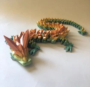 Crystal Dragon Articulated Flexible Flexi Dragon Toy Rainbow Dragon 3D Print24IN - Picture 1 of 5