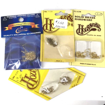 Lote de ferragens em miniatura para casa de bonecas brads latão NAILS Houseworks #1129 1:12 4 peças - Imagem 1 de 4