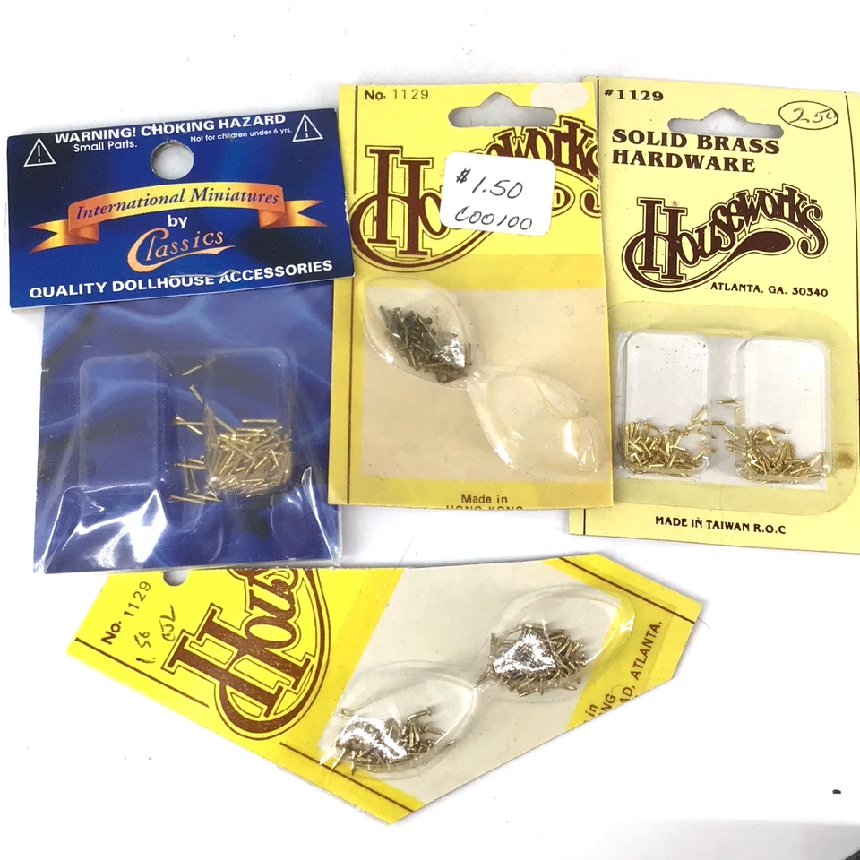 Dollhouse Miniature Brass Pointed Pin Nails 4mm by Houseworks