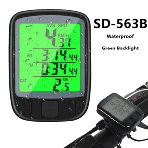 Wireless LCD Digital Cycle Computer Bicycle Bike Backlight Speedometer Odometer - Picture 1 of 24