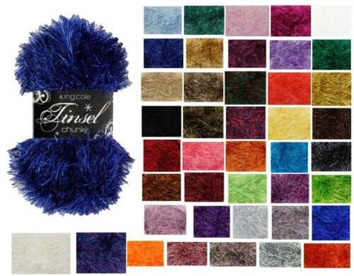 King Cole Tinsel Gros Fil / Laine 50g Balles - Toutes Couleurs Scintillant Et
