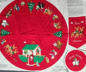 Cranston VIP Santa Claus Ark Cut & Sew Fabric Panel Quilted Christmas Tree Skirt - Picture 1 of 3