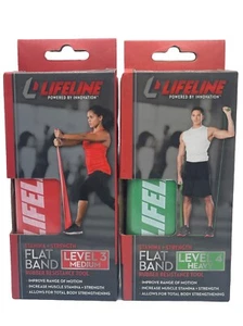 Lot of 2 Lifeline USA Flat Rubber Resistance Bands Level 3 & Level 4 - Picture 1 of 2