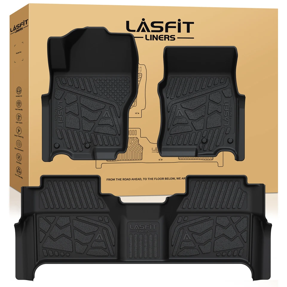 LASFIT Floor Mats for Nissan Frontier 2022-2025 Crew Cab 1st & 2nd Row Liners Foto 1 de 4