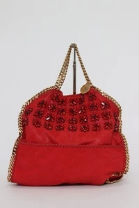 STELLA MCCARTNEY Red Shaggy Deer Faux-Leather Falabella Fold Over Tote Bag - Picture 1 of 11