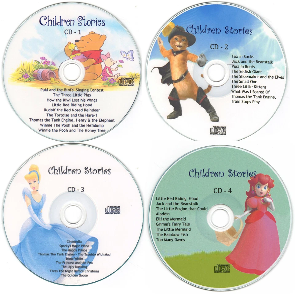Children's Bedtime Stories - 4 CD Set Free P&P Printed Cover Artwork - Image 1 of 1