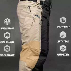 Tactical Mens Cargo Pants Waterproof Work Pants Outdoor Hiking Combat Trousers - Picture 1 of 31