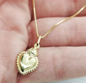 Collana Donna Cuore Sacro Votivo Argento 925 Ex Voto Placcato Oro Giallo 18kt - Imagen 1 de 8