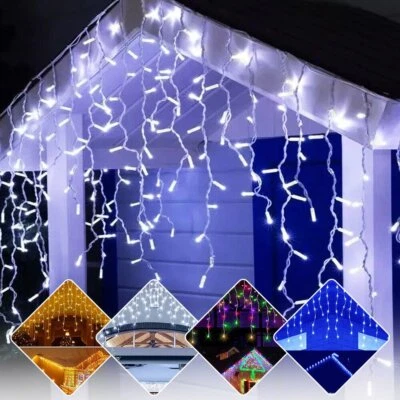LED Hanging Icicle Curtain Fairy String Light Outdoor Christmas Xmas Party Decor - Image 1 of 4