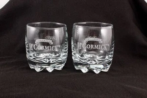 McCORMICK'S GENUINE IRISH CREAM WHISKEY GLASSES IMPORTED ETCHED  set of 2 - Picture 1 of 4