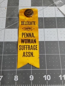 Pennsylvania Delegate Woman Suffrage Association Ribbon & Pin - Picture 1 of 4