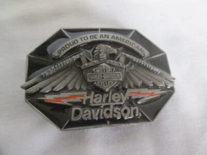 1990 Harley Davidson Gürtelschnalle Eagle Proud To Be An American LightningSiskiyou - Bild 1 von 4