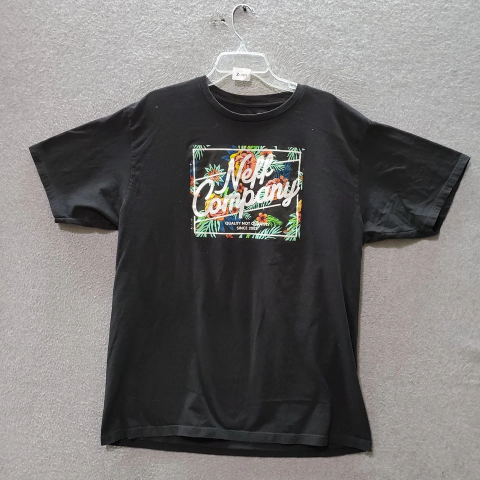 Camiseta Neff Hombre 2XL Negra Floral Hawaiana Tropical Logo Gráfico Cuello Redondo Camiseta Foto 1 de 4