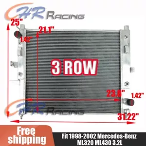3Row Radiator For 1998-2005 Mercedes Benz ML320 ML430 ML500 3.2L 4.3L 5.0L V6 V8 - Picture 1 of 7