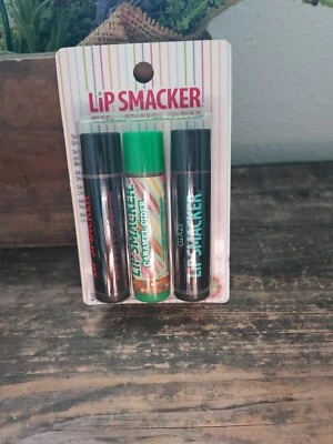 Lip Smacker Set de 3 NUEVO SELLADO Fresa Macaron Caramelo Sidra Esmalte Bálsamo Labial  Foto 1 de 4