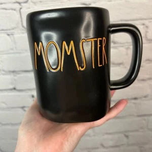 Rae Dunn By Magenta MOMSTER Mug Black Orange Inside Halloween - Picture 1 of 6